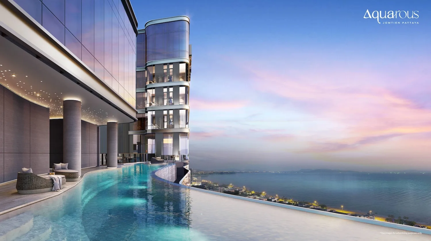 Aquarous Jomtien Pattaya, бассейн на верхнем уровне