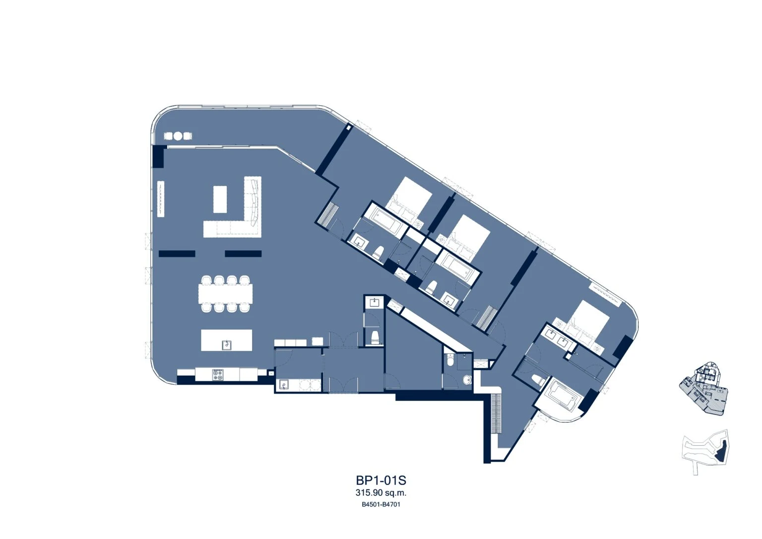 Aquarous Jomtien Pattaya, планировка пентхауса 315,9 м²