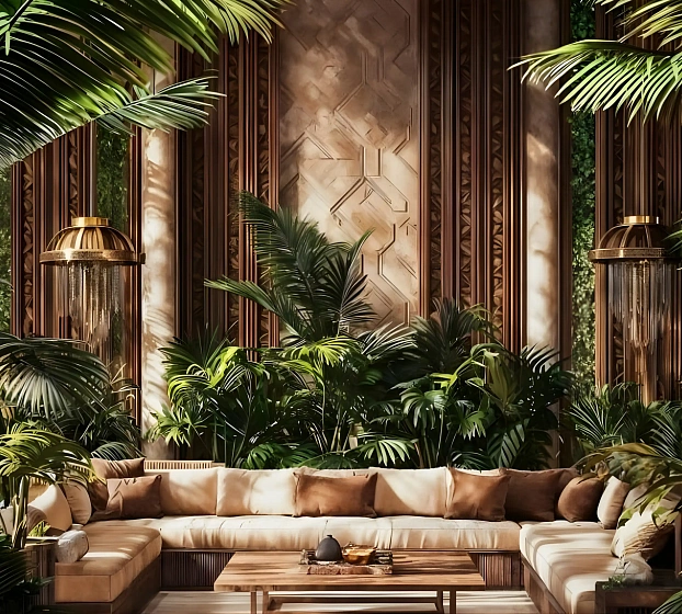 The Riviera Palm Beach, интерьер с тропическим озеленением