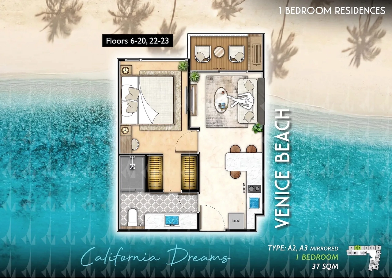 The Riviera Santa Monica, планировка квартиры 1