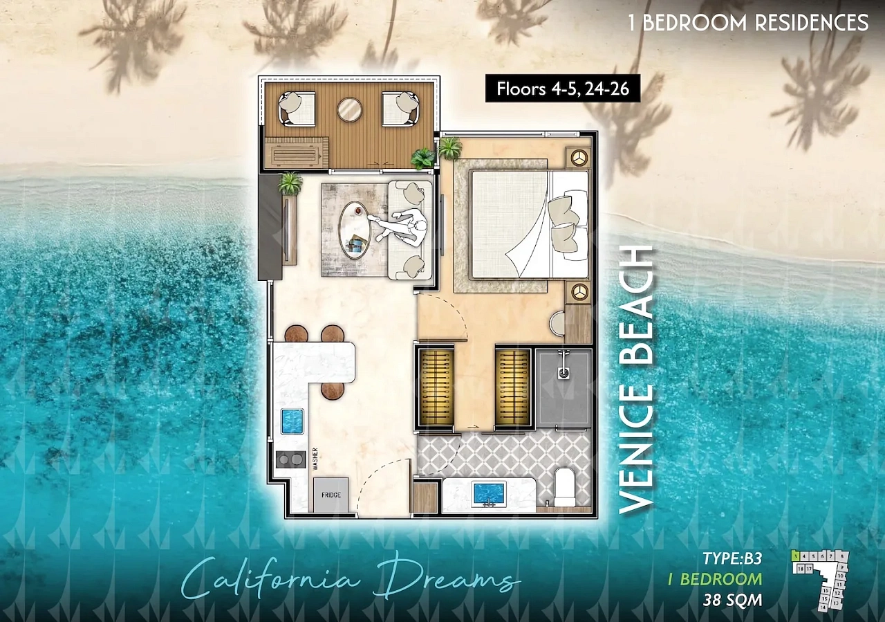 The Riviera Santa Monica, планировка квартиры 3