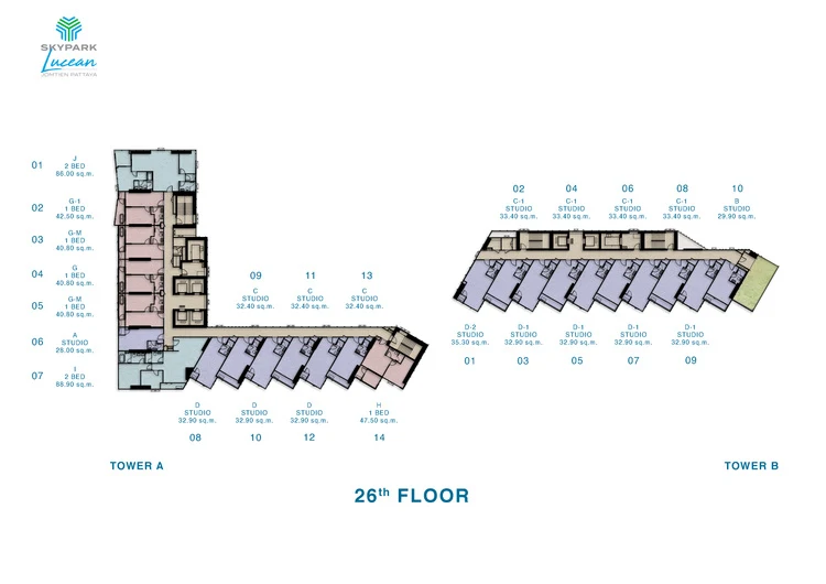 Skypark Lucean, план 26 этажа