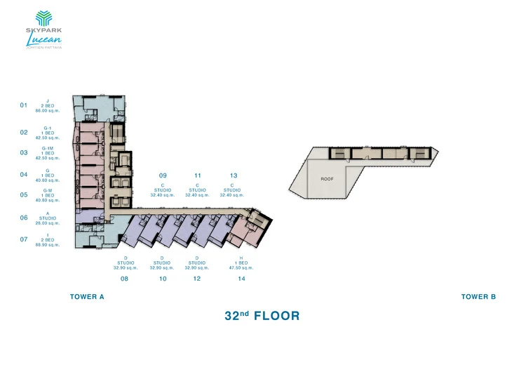 Skypark Lucean, план 32 этажа