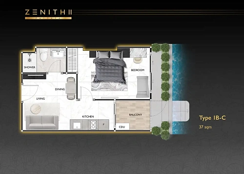 Zenith Pattaya II, планировка квартиры 2