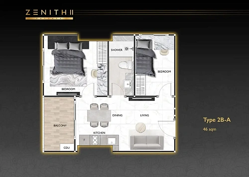Zenith Pattaya II, планировка квартиры 3