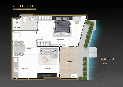 Zenith Pattaya II, планировка квартиры 5